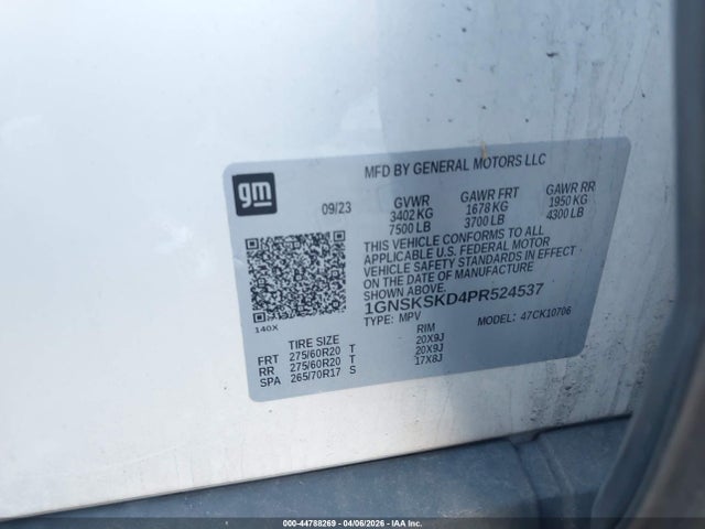 1GNSKSKD4PR524537 Chevrolet Tahoe 4wd Premier