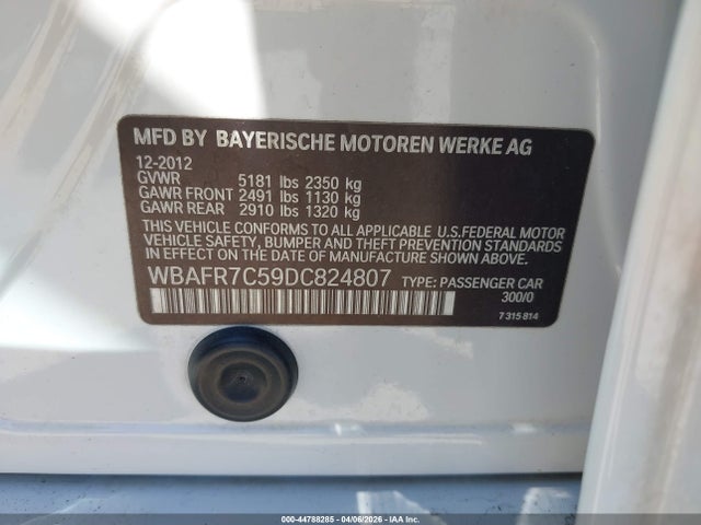 2013 BMW 535I WBAFR7C59DC824807 Photo 8