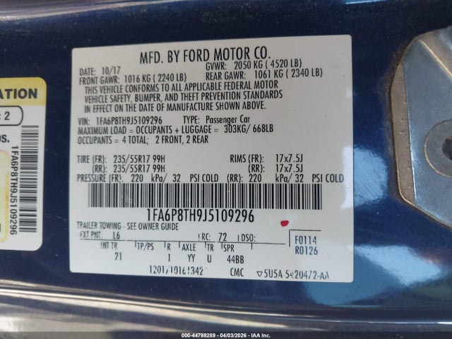 Ford Mustang Ecoboost 2018 1FA6P8TH9J5109296 Image 9