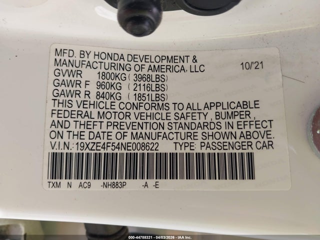 Honda INSIGHT EX 2022 19XZE4F54NE008622 Image 9