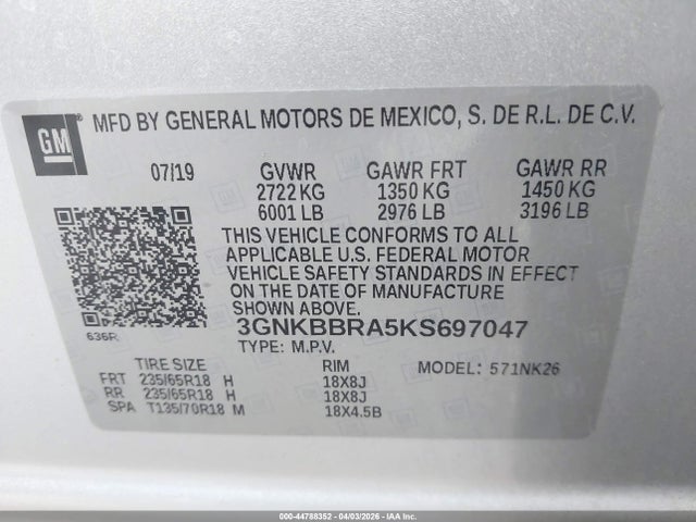 3GNKBBRA5KS697047 Chevrolet Blazer