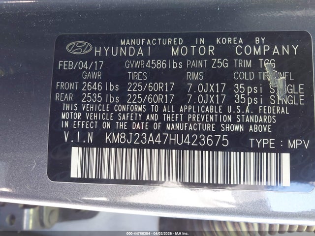 2017 HYUNDAI TUCSON KM8J23A47HU423675 Photo 8
