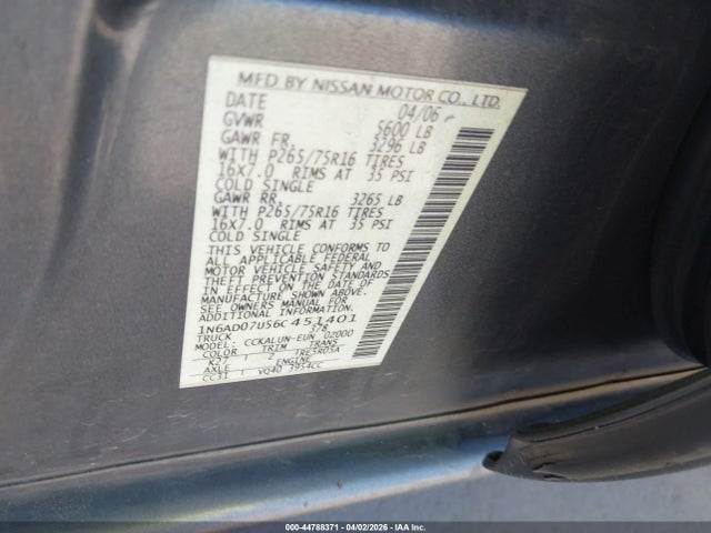 2006 NISSAN FRONTIER 1N6AD07U56C451401 Photo 8
