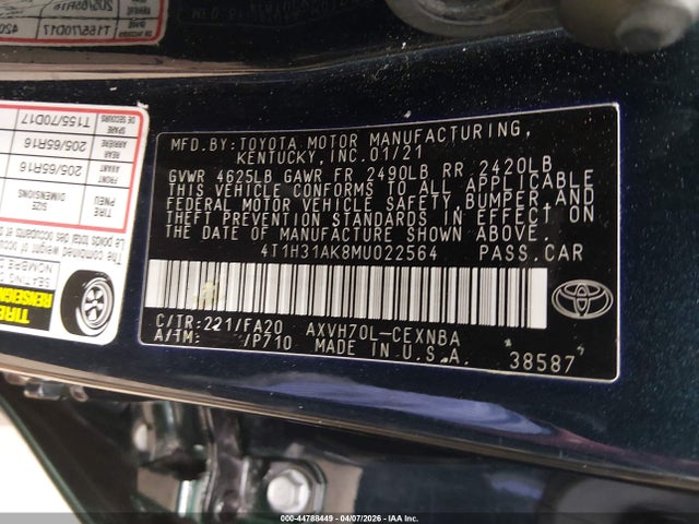 4T1H31AK8MU022564 Toyota Camry Le Hybrid