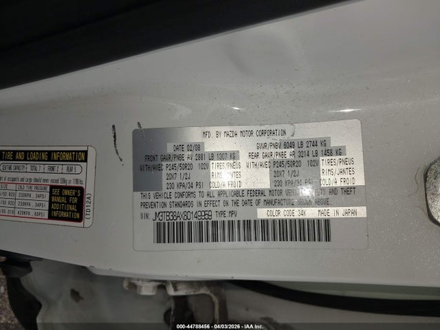 Продажа на аукционе авто 2008 Mazda Cx-9 Grand Touring, vin: JM3TB38AX80149959, номер лота: 44788456