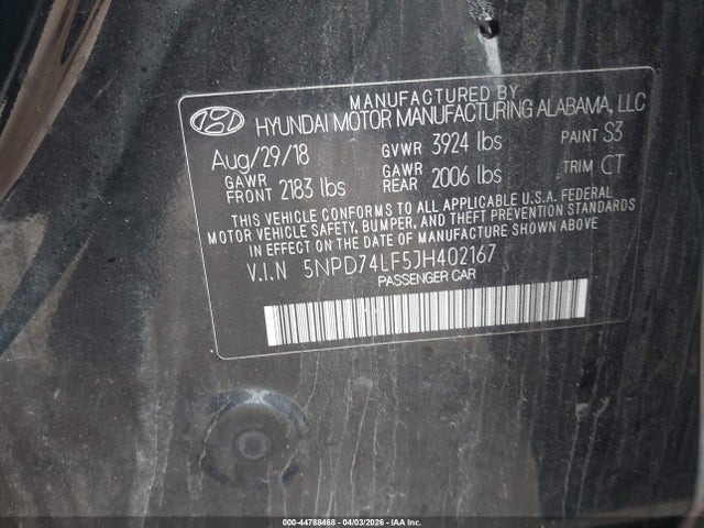 5NPD74LF5JH402167 Hyundai ELANTRA SE
