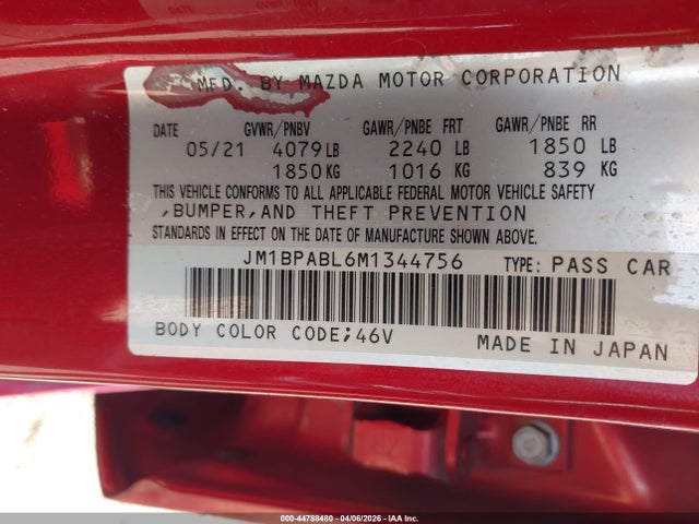 Продаж на аукціоні авто 2021 Mazda Mazda3 Select, vin: JM1BPABL6M1344756, номер лоту: 44788480