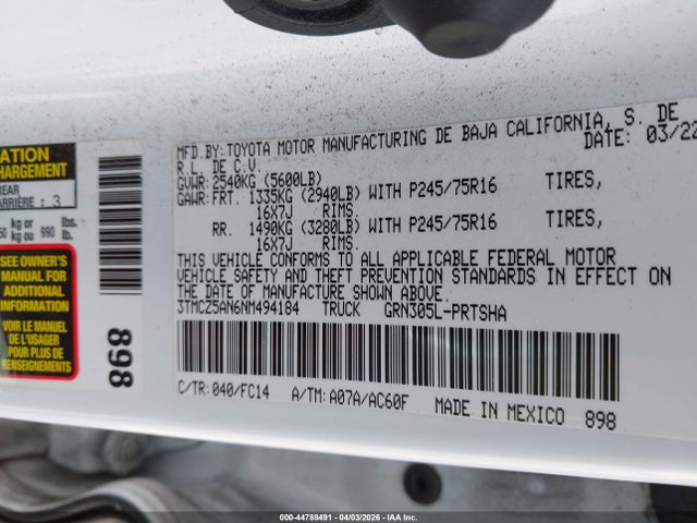 3TMCZ5AN6NM494184 Toyota Tacoma
