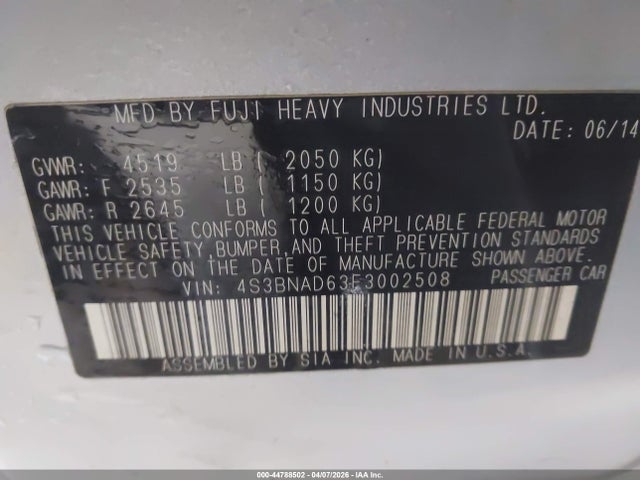 4S3BNAD63F3002508 Subaru Legacy 2.5i Premium