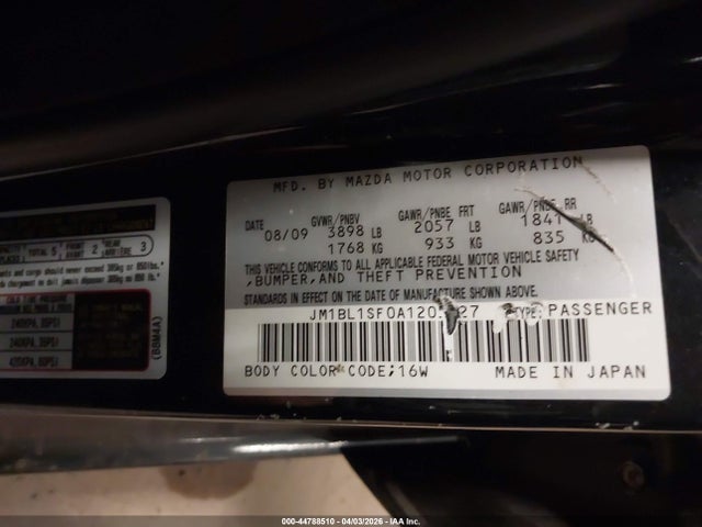 Продаж на аукціоні авто 2010 Mazda Mazda3 I Touring, vin: JM1BL1SF0A1205627, номер лоту: 44788510