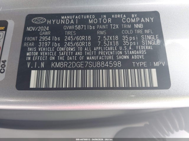 KM8R2DGE7SU884598 Hyundai Palisade Sel