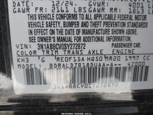 3N1AB8CV0SY272872 Nissan SENTRA SV