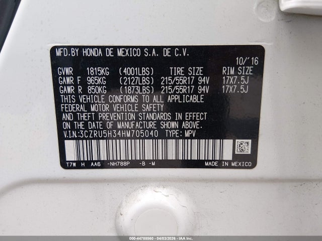 Honda HR-V LX 2017 3CZRU5H34HM705040 Image 9