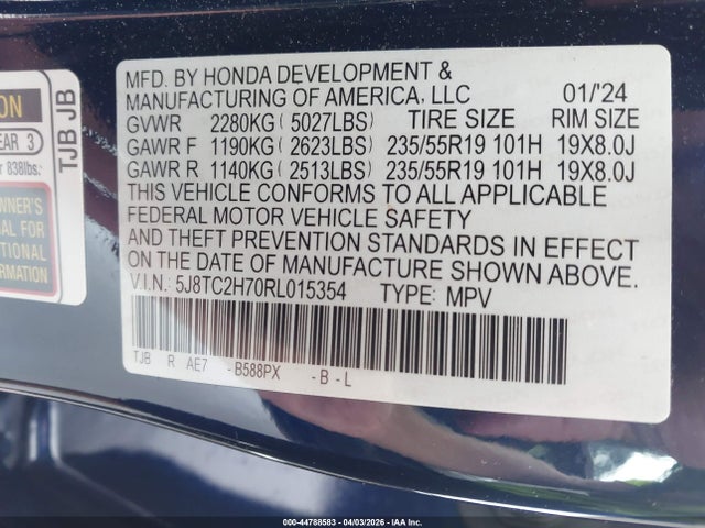 Aukcja sprzedaży 2024 Acura Rdx Advance Package, vin: 5J8TC2H70RL015354, numer aukcji: 44788583