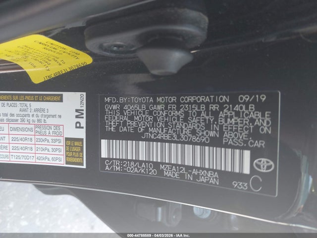 2020 TOYOTA COROLLA JTNC4RBE3L3078690 Photo 8