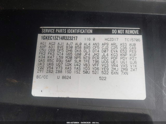 44788604 :رقم المزاد ، 1GKEC13Z14R323217 vin ، 2004 Gmc Yukon Slt مزاد بيع