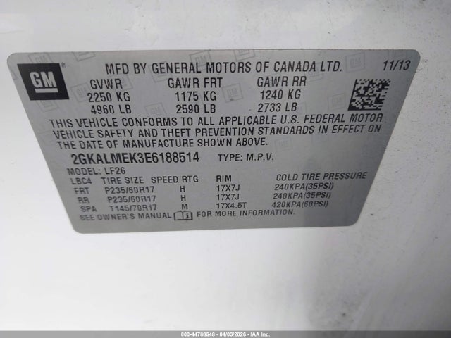 GMC Terrain Sle-1 2014 2GKALMEK3E6188514 Image 9