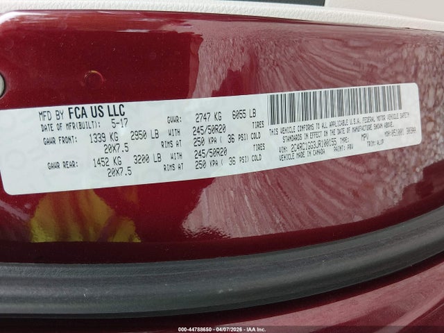 2018 Chrysler Pacifica Limited მანქანა იყიდება აუქციონზე, vin: 2C4RC1GG3JR100155, აუქციონის ნომერი: 44788650