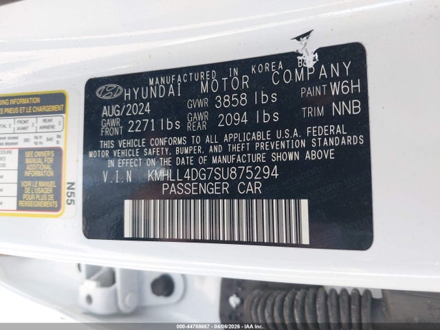 2025 Hyundai Elantra Se მანქანა იყიდება აუქციონზე, vin: KMHLL4DG7SU875294, აუქციონის ნომერი: 44788667