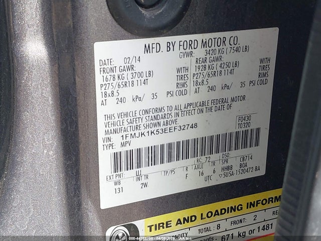 2014 FORD EXPEDITION EL 1FMJK1K53EEF32748 Photo 8