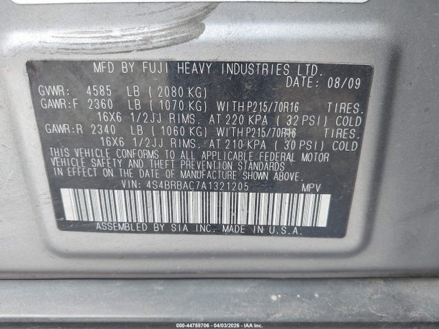 2010 SUBARU OUTBACK 4S4BRBAC7A1321205 Photo 8