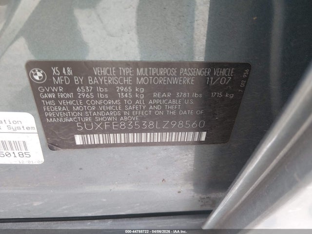 2008 BMW X5 5UXFE83538LZ98560 Photo 8