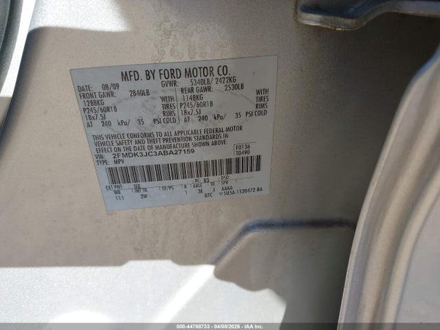 Продаж на аукціоні авто 2010 Ford Edge Sel, vin: 2FMDK3JC3ABA27159, номер лоту: 44788733