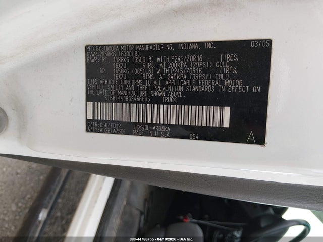 Aukcja sprzedaży 2005 Toyota Tundra Sr5 V8, vin: 5TBBT44185S466685, numer aukcji: 44788755