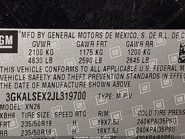 44788759 :رقم المزاد ، 3GKALSEX2JL319700 vin ، 2018 Gmc Terrain Denali مزاد بيع