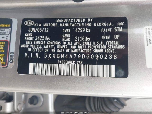 Aukcja sprzedaży 2013 Kia Optima Ex, vin: 5XXGN4A79DG090238, numer aukcji: 44788769