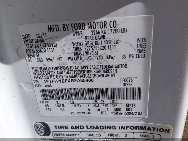 2011 FORD F-150 1FTFW1EFXBFA85408 Photo 8