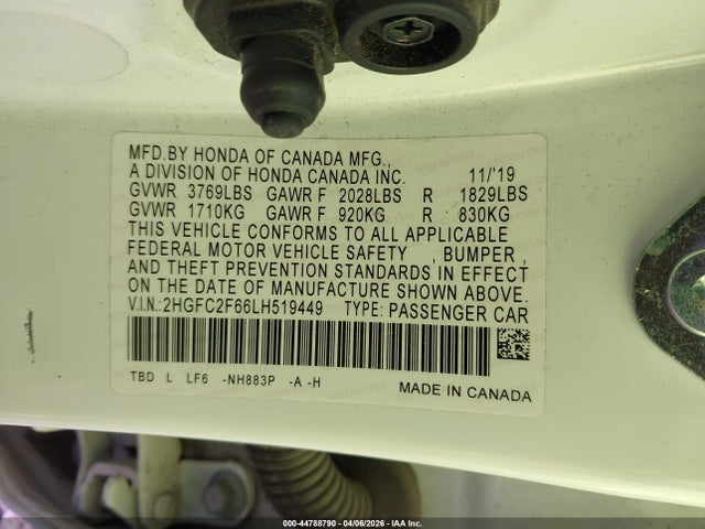 Honda Civic Lx 2020 2HGFC2F66LH519449 Image 9