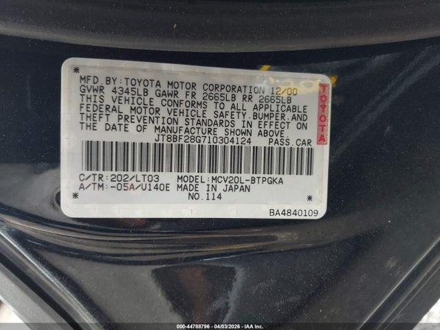 2001 LEXUS ES 300 JT8BF28G710304124 Photo 8