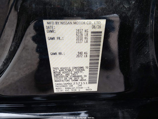 1N4AL3AP0GC257151 Nissan Altima 2.5 S