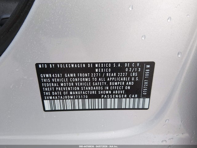 Aukcja sprzedaży 2013 Volkswagen Jetta Gli Autobahn, vin: 3VW4A7AJ8DM273170, numer aukcji: 44788836