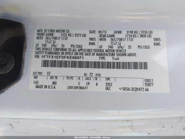 Aukcja sprzedaży 2015 Ford F-150 Xlt, vin: 1FTFX1EF0FKE88971, numer aukcji: 44788872