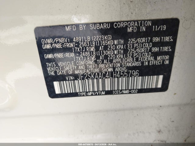 JF2SKAAC4LH455796 Subaru Forester