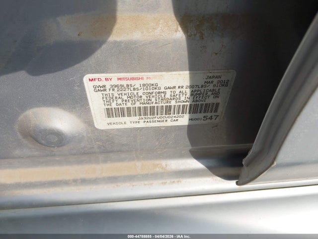 Продаж на аукціоні авто 2012 Mitsubishi Lancer Es, vin: JA32U2FU0CU024202, номер лоту: 44788885