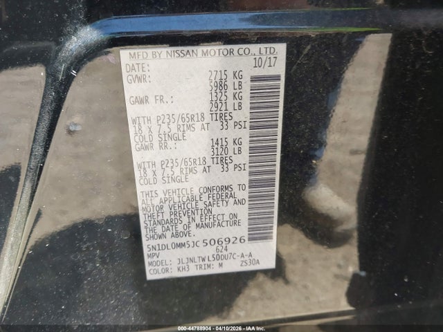 Продаж на аукціоні авто 2018 Infiniti Qx60, vin: 5N1DL0MM5JC506926, номер лоту: 44788904