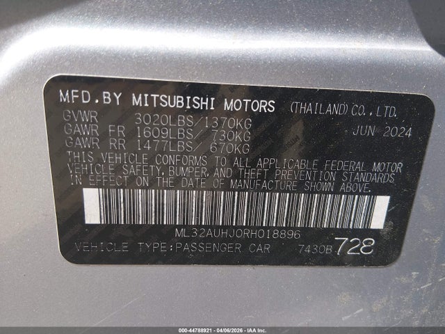 2024 MITSUBISHI MIRAGE ML32AUHJ0RH018896 Photo 8