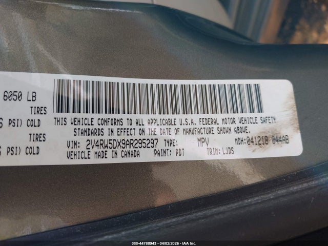 44788943 :رقم المزاد ، 2V4RW5DX9AR295297 vin ، 2010 Volkswagen Routan Sel مزاد بيع