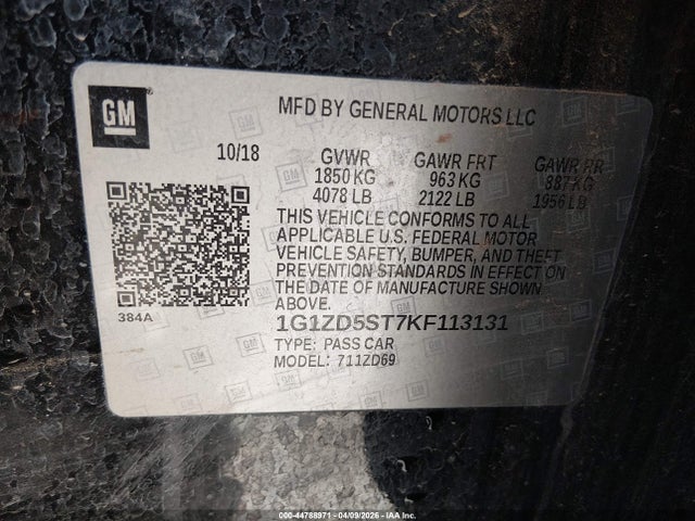 1G1ZD5ST7KF113131 Chevrolet MALIBU LT
