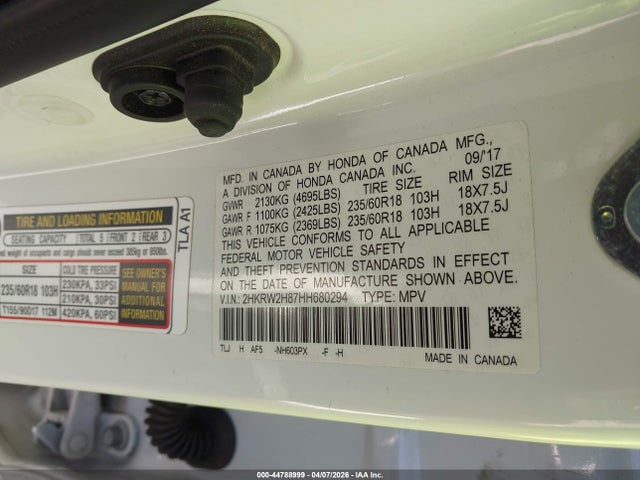 2HKRW2H87HH680294 Honda Cr-v Ex-l/ex-l Navi