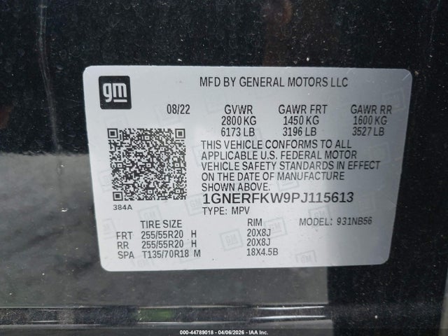 44789018 :رقم المزاد ، 1GNERFKW9PJ115613 vin ، 2023 Chevrolet Traverse Fwd Ls مزاد بيع