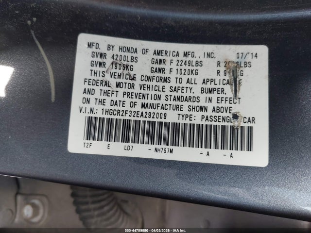 1HGCR2F32EA292009 Honda ACCORD LX