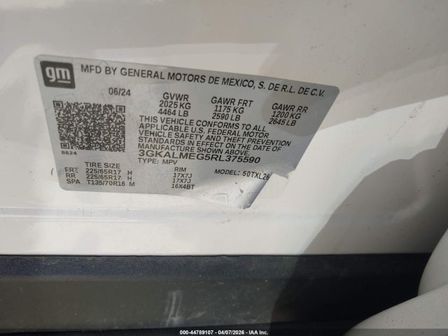 Aukcja sprzedaży 2024 Gmc Terrain Fwd Sle, vin: 3GKALMEG5RL375590, numer aukcji: 44789107