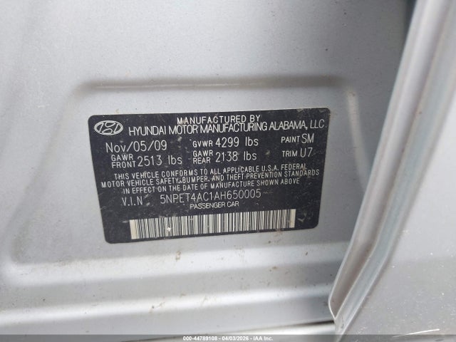 2010 HYUNDAI SONATA 5NPET4AC1AH650005 Photo 8
