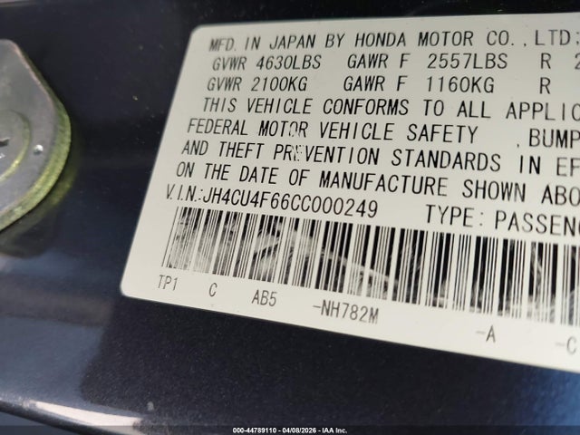 Aukcja sprzedaży 2012 Acura Tsx 3.5, vin: JH4CU4F66CC000249, numer aukcji: 44789110