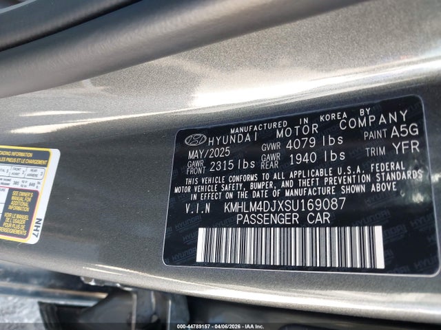 2025 Hyundai Elantra Hybrid Blue მანქანა იყიდება აუქციონზე, vin: KMHLM4DJXSU169087, აუქციონის ნომერი: 44789157