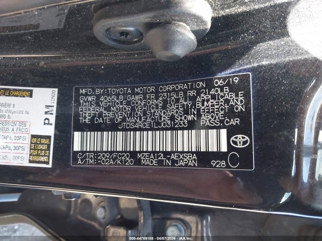 JTDS4RCE1LJ031233 Toyota COROLLA SE